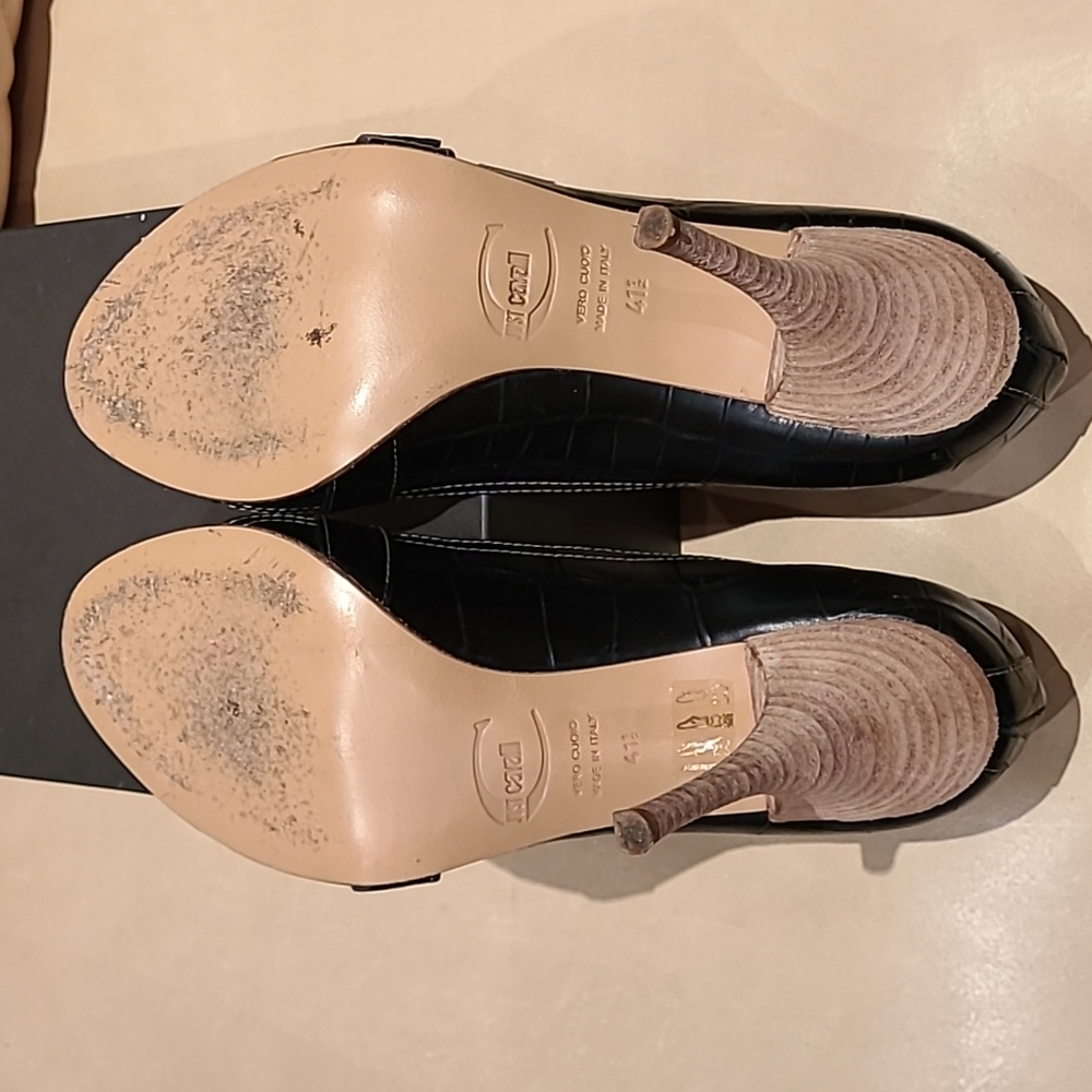 Just Cavalli sandals size 41.5 black printed leather metal logo accessories - Picture 10 of 13